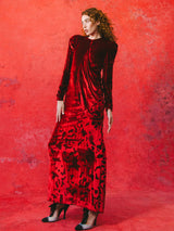 Bill Blass Draped Red Velvet Gown