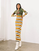 1990s Jean Paul Gaultier Eye of Horus Striped Jersey Dress Dress arcadeshops.com