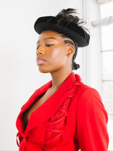 Velvet Ostrich Feather Plume Hat Accessory arcadeshops.com