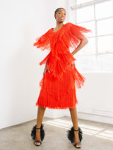 Red Yarn Fringe Knit Dress Dress arcadeshops.com