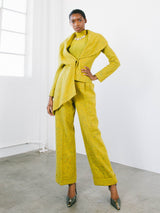 1997 Christian Dior Yellow Speckled Tweed Pantsuit Suit arcadeshops.com