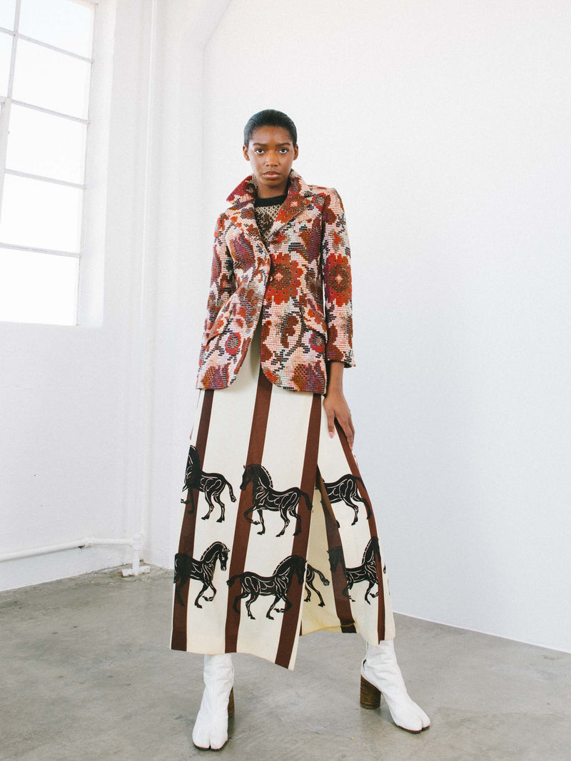 1970s Horse Printed Maxi Skirt Bottom arcadeshops.com