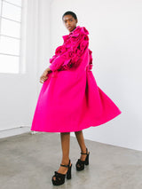 Koos Van Den Akker Magenta Wool Floral Sleeve Coat Outerwear arcadeshops.com