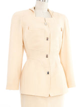 Thierry Mugler Cream Tailored Woven Skirt Suit
