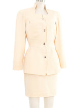 Thierry Mugler Cream Tailored Woven Skirt Suit