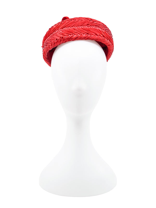 Red Raffia Pillbox Hat Accessory arcadeshops.com