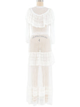 White Lace Ruffle Crochet Maxi Dress Dress arcadeshops.com