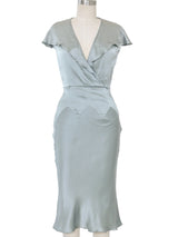 1999 Chloe Bias Cut Silk Ruffle Dress