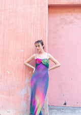 Rainbow Gradient Skinny Strap Gown Dress arcadeshops.com
