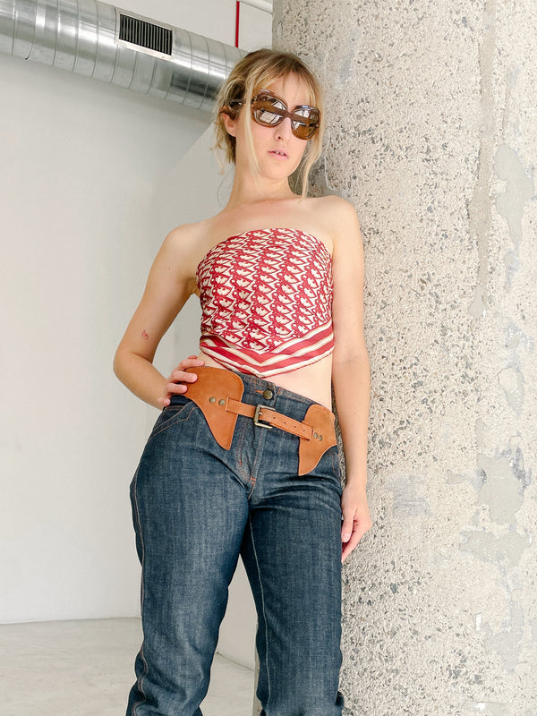 Christian Dior Red Oblique Printed Silk Scarf Accessory arcadeshops.com