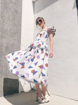 Victor Costa Geometric Print Dress Dress arcadeshops.com