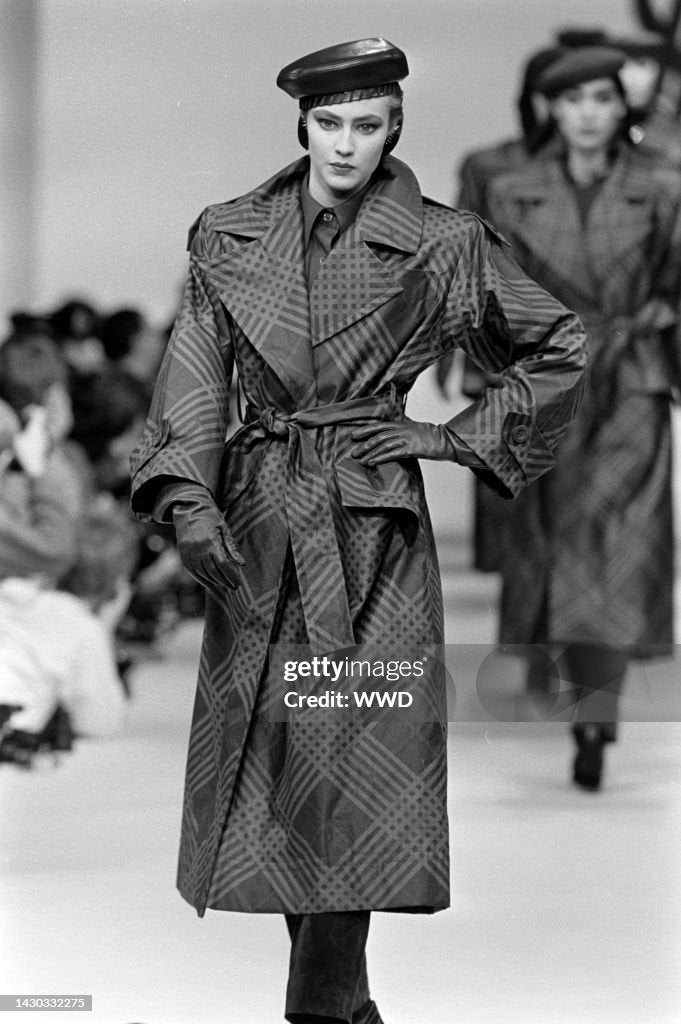 1985 Yves Saint Laurent Navy Plaid Trench Coat