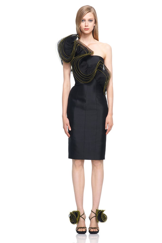 2010 Alexander McQueen One Shoulder Ruffle Dress