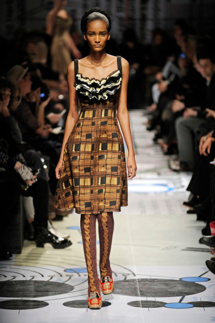2010 Prada Embellished Ruffle Bust Watercolor Print Dress Dress arcadeshops.com
