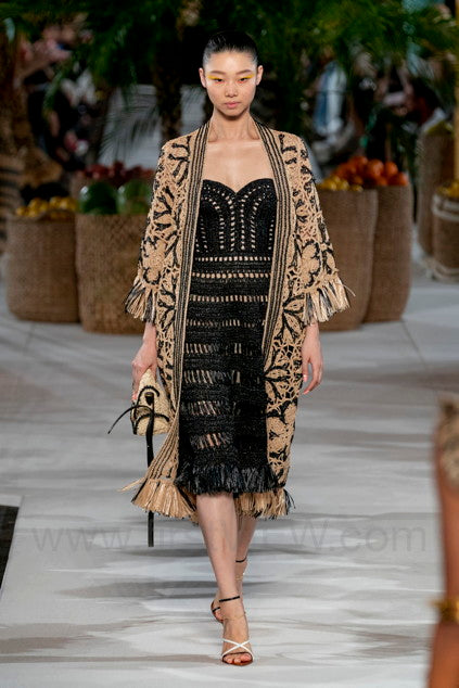 2020 Oscar de la Renta Crochet Raffia Jacket Jacket arcadeshops.com