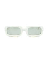 Mod White Rectangular Bubble Frame Sunglasses Accessory arcadeshops.com