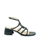 2000s Ring Accented Embossed Leather Sandals, 6 Accessory arcadeshops.com
