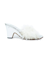 Metallic Marabou Trimmed Platform Slides, 7.5 Accessory arcadeshops.com