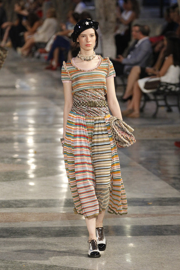 2017 Chanel Rainbow Knit Midi Skirt