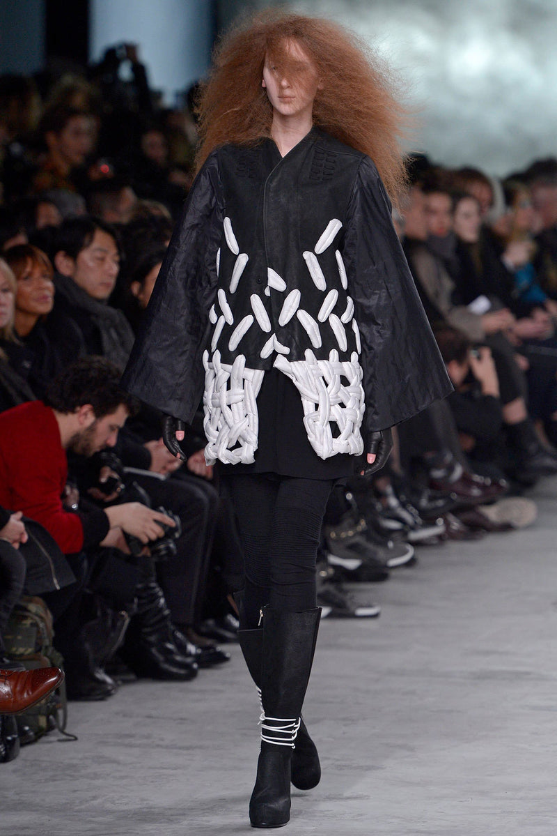 2013 Rick Owens Black Suede and White Padded Accent Jacket Jacket arcadeshops.com