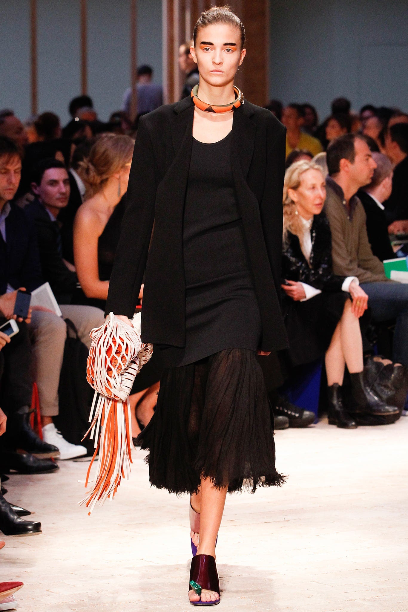 【送料&関税込】CELINE Pleated skirt 2014 Celine Layered Pleated Linen Midi Skirt