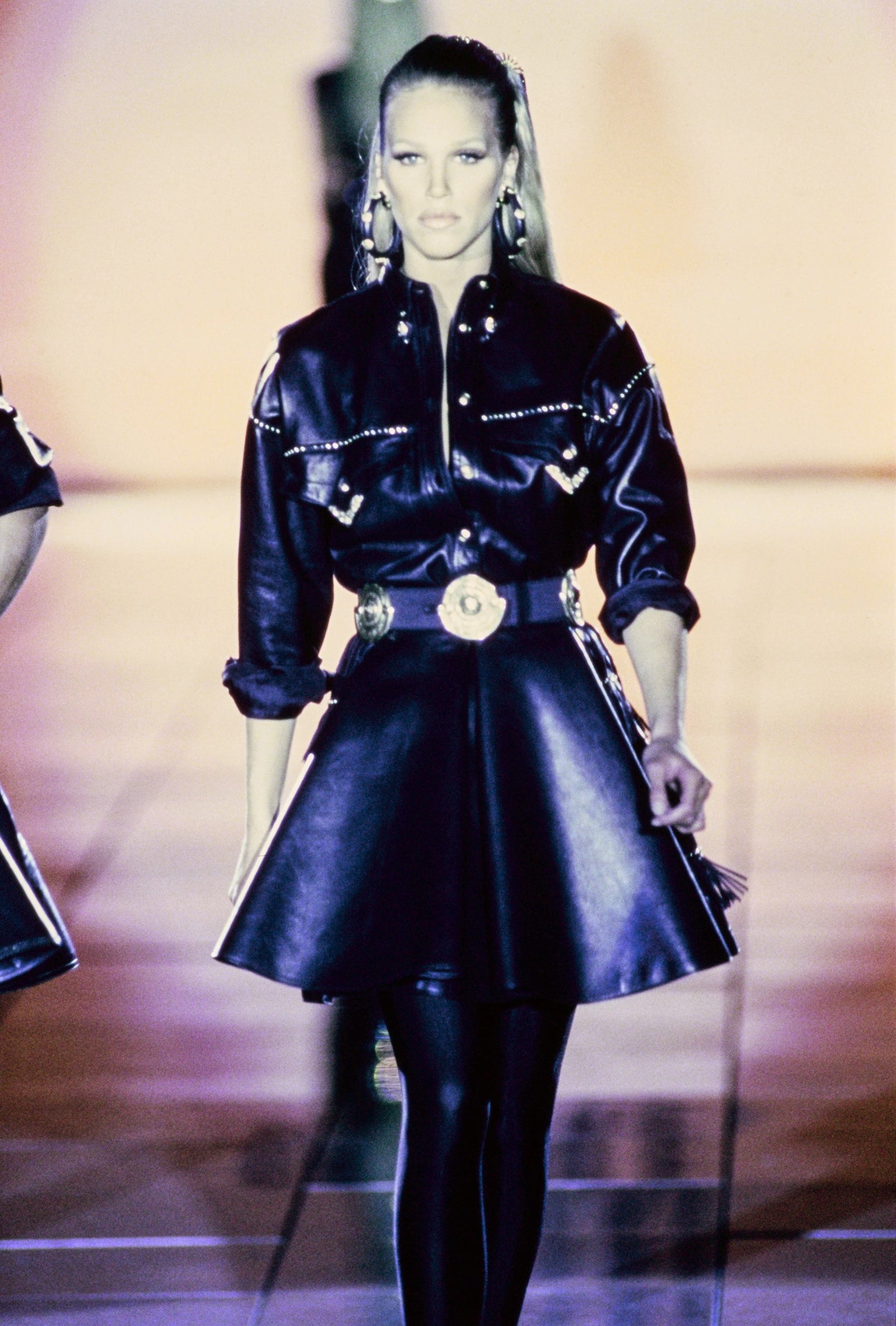 1992 Gianni Versace Western Studded Leather Shirt 1992 Gianni Versace Western Studded Leather Shirt