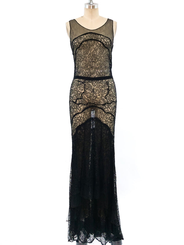 1930's Black Lace Gown Dress arcadeshops.com