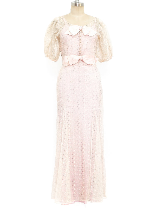 1930's Blush Lined Eyelet Dress Dress arcadeshops.com