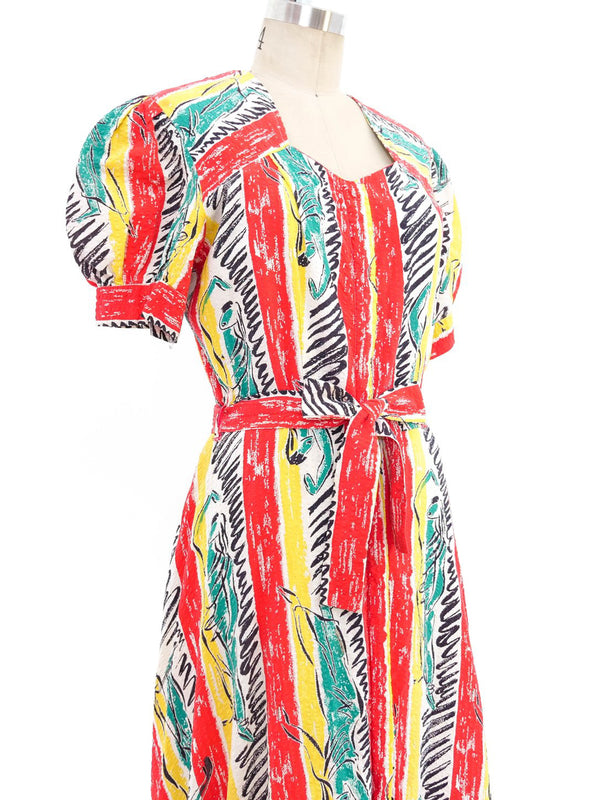 1950's Novelty Goddess Printed Maxi Dress Dress arcadeshops.com