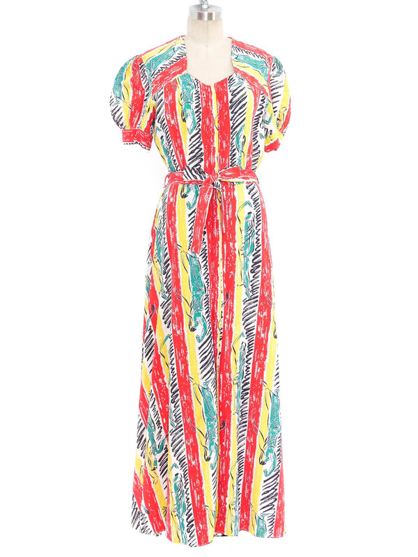 1950's Novelty Goddess Printed Maxi Dress Dress arcadeshops.com