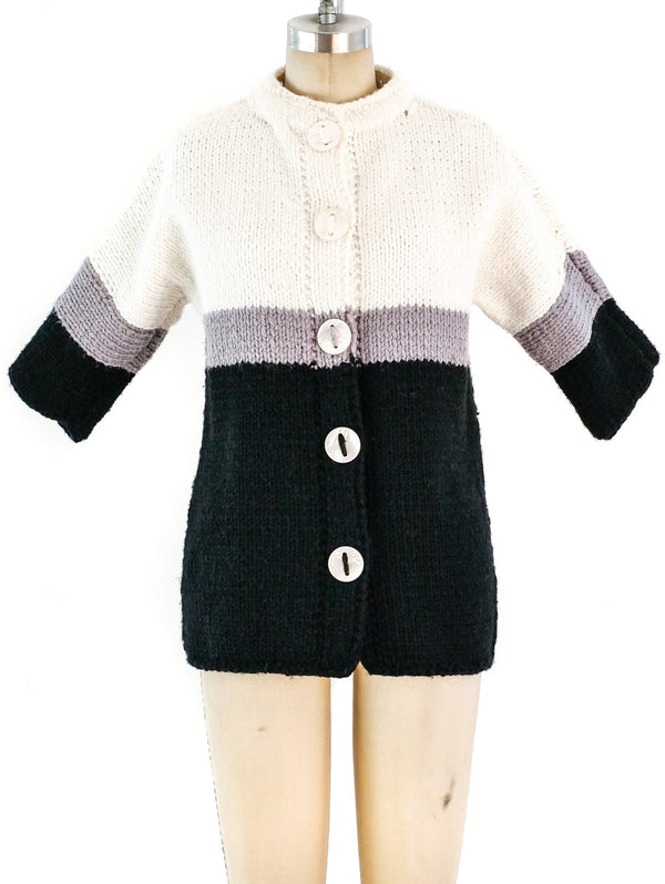 1960s Colorblock Knit Sweater Jacket arcadeshops.com