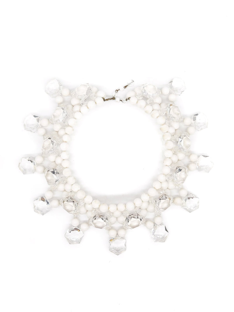 1960's Ice Cube Crystal Beaded Collar Necklace Jewelry arcadeshops.com