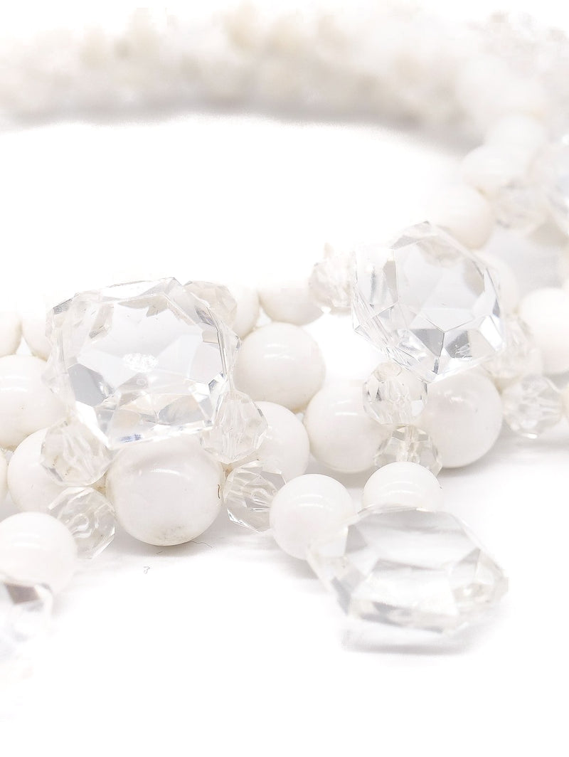 1960's Ice Cube Crystal Beaded Collar Necklace Jewelry arcadeshops.com