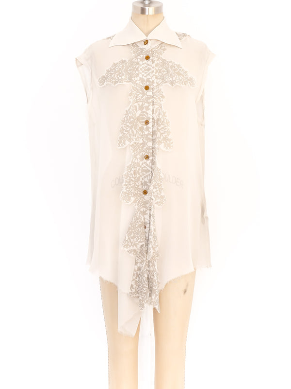 Vivienne Westwood Sleeveless Silk Chiffon Blouse Top arcadeshops.com