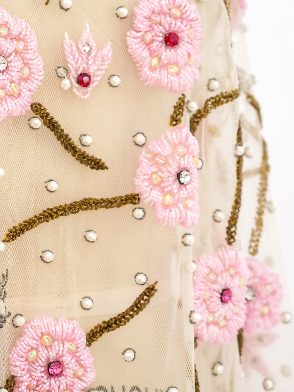 Embellished Floral Net Dress Dress arcadeshops.com