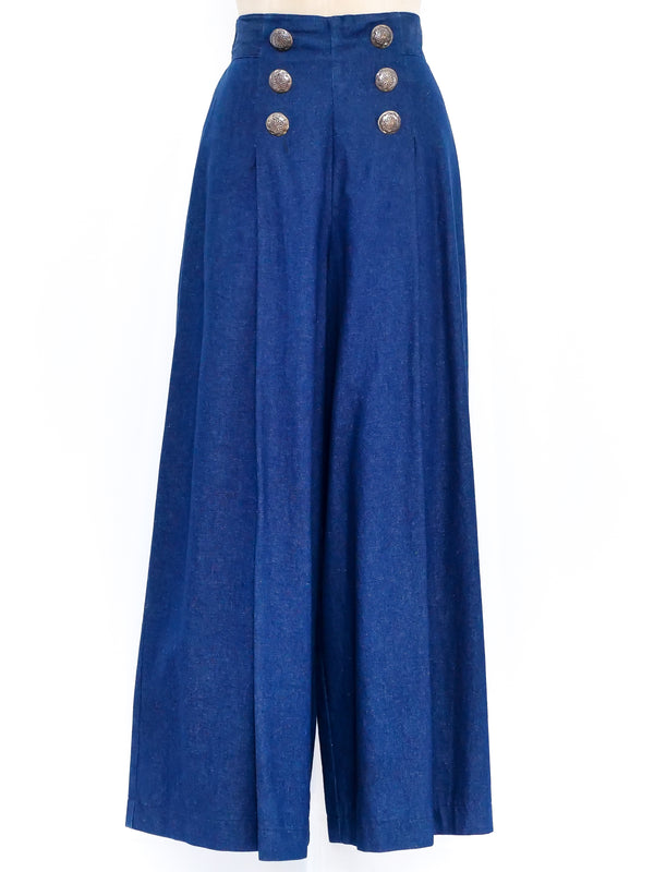 Denim Gaucho Pants Bottom arcadeshops.com