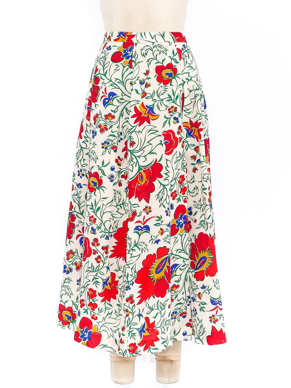 Floral Printed Pleated Wool Skirt Bottom arcadeshops.com