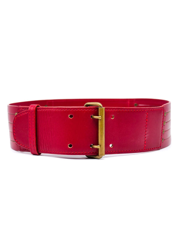 Alaia Perforated Red Leather Belt Accessory arcadeshops.com