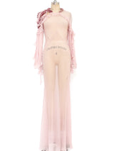 Alberta Ferretti Blush Silk Chiffon Gown Dress arcadeshops.com