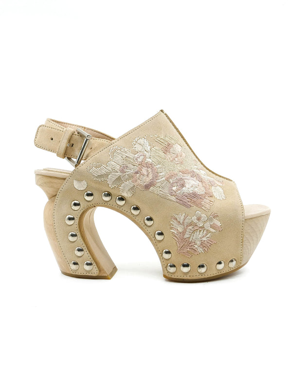 Alexander McQueen Floral Embroidered Armadillo Sandals Accessory arcadeshops.com