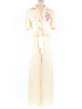 Ivory Satin Jumpsuit Jumpsuit arcadeshops.com