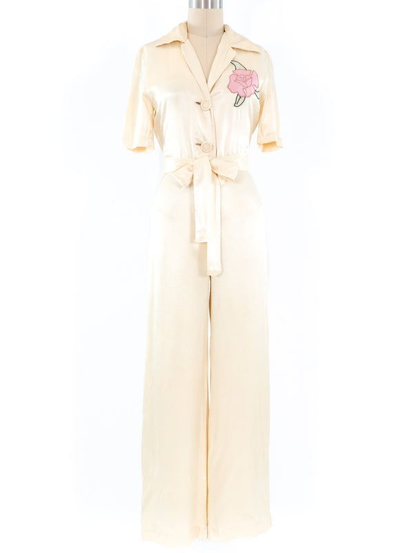Ivory Satin Jumpsuit Jumpsuit arcadeshops.com