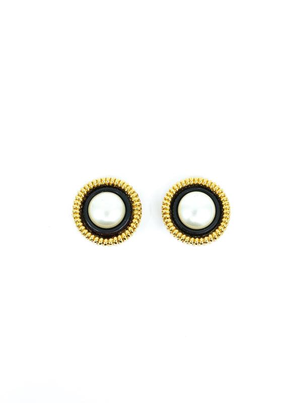 Chanel Gold and Black Pearl Earrings Jewelry arcadeshops.com