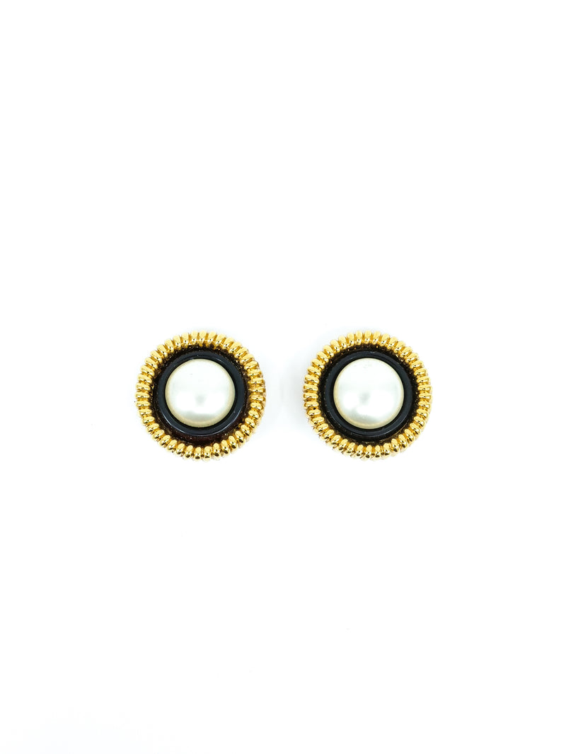 Chanel Gold and Black Pearl Earrings Jewelry arcadeshops.com