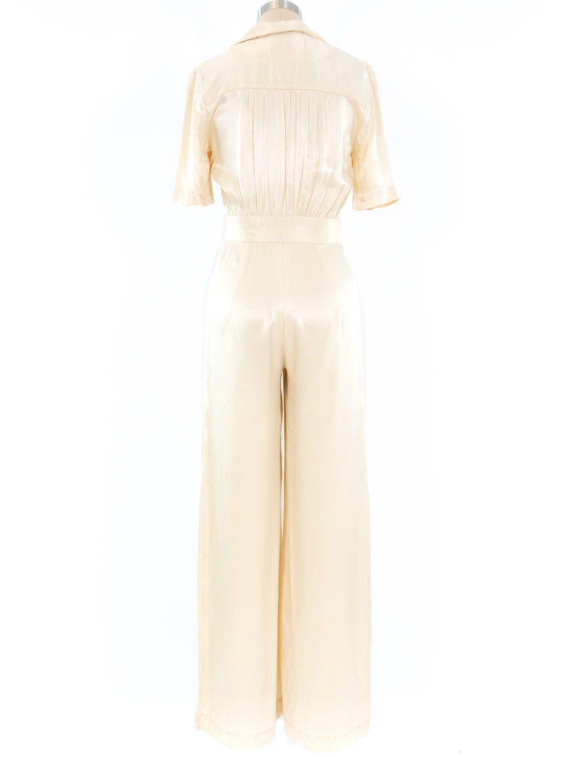 Ivory Satin Jumpsuit Jumpsuit arcadeshops.com