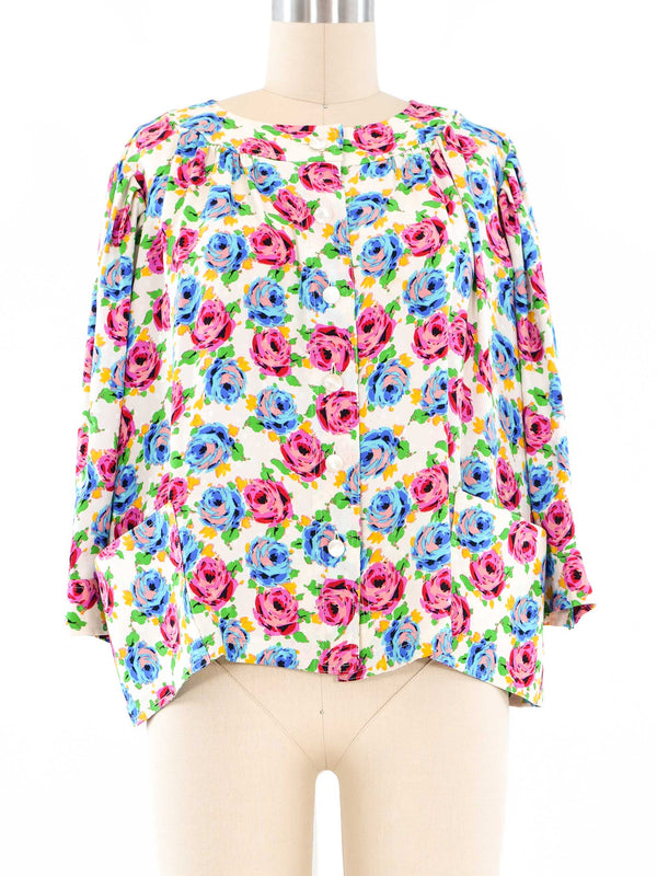 Emanuel Ungaro Rose Printed Blouse Top arcadeshops.com