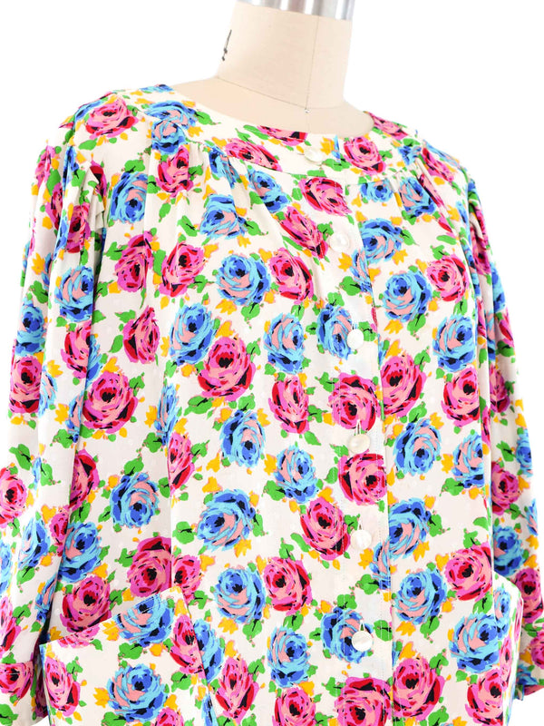 Emanuel Ungaro Rose Printed Blouse Top arcadeshops.com