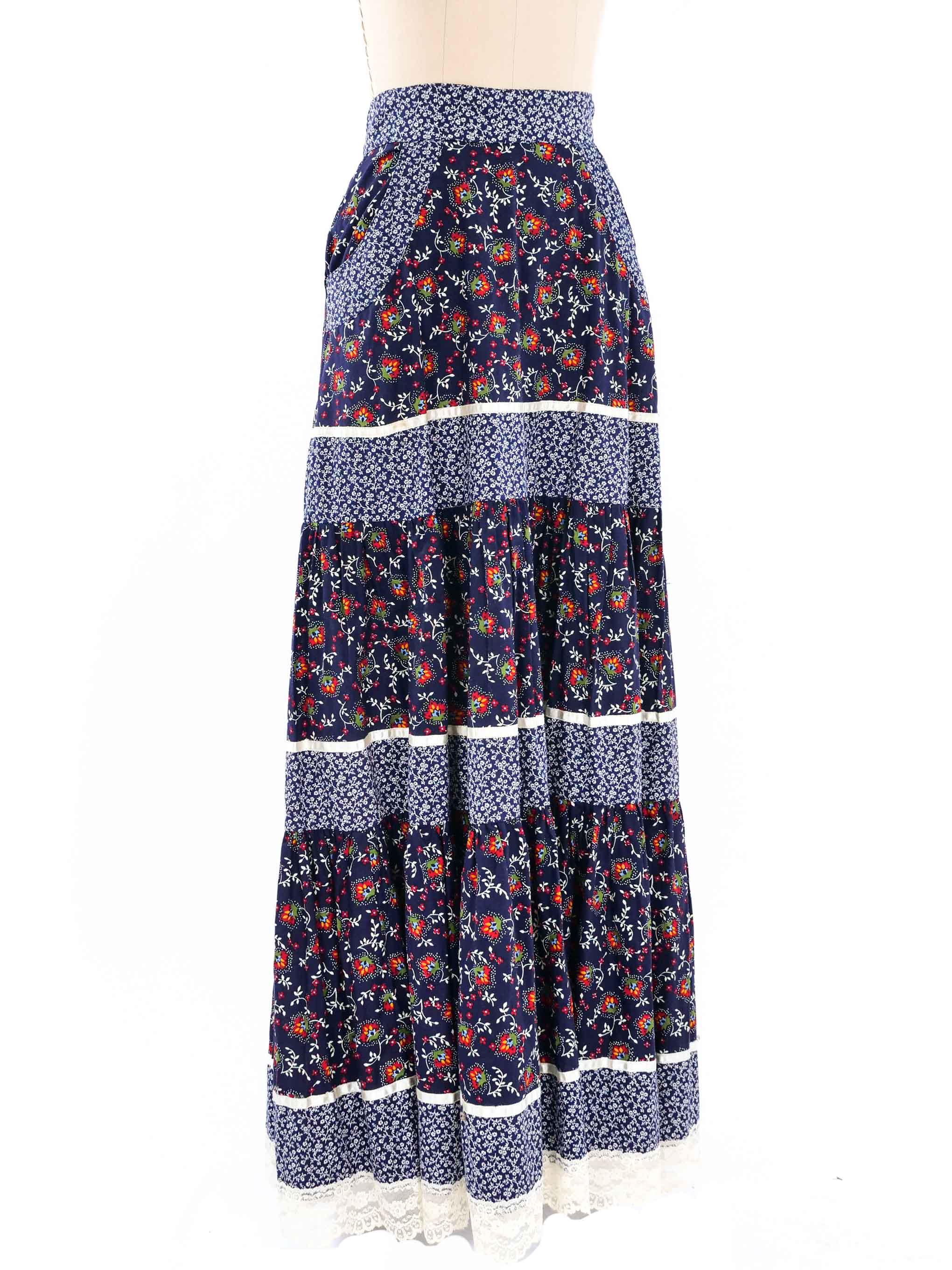 gunne sax ガニーサックス　小花柄　vintage skirt ビンテージ70's○GUNNE SAXキッズ小花柄コットンスカート赤実寸