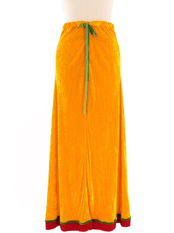 1990s Voyage Marigold Velvet Skirt Bottom arcadeshops.com