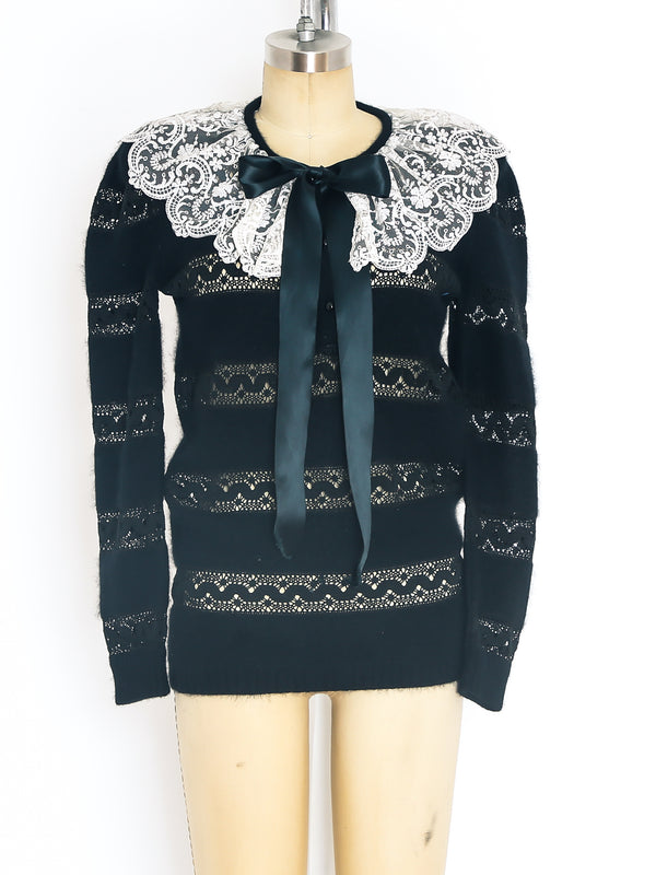 Valentino Cashmere and Lace Sweater Top arcadeshops.com